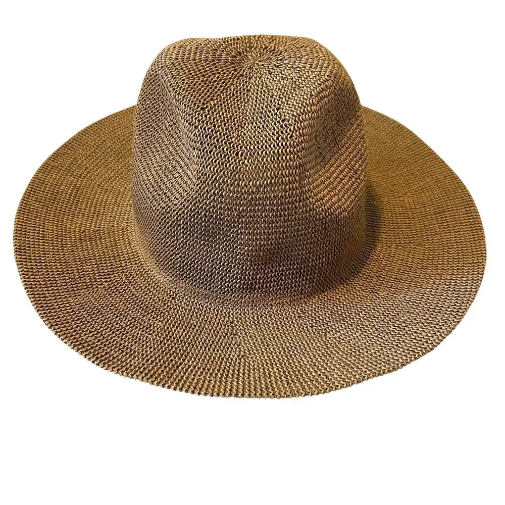 Goorin Bros Straw Sun Hat Tan Camel Wide Brim Rancher Fedora One Size